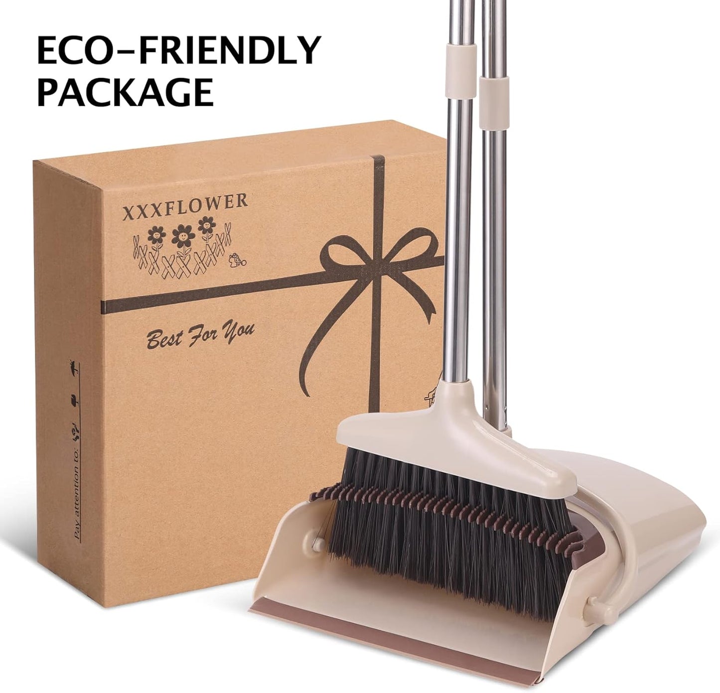 Broom and Dustpan Set with Long Handle