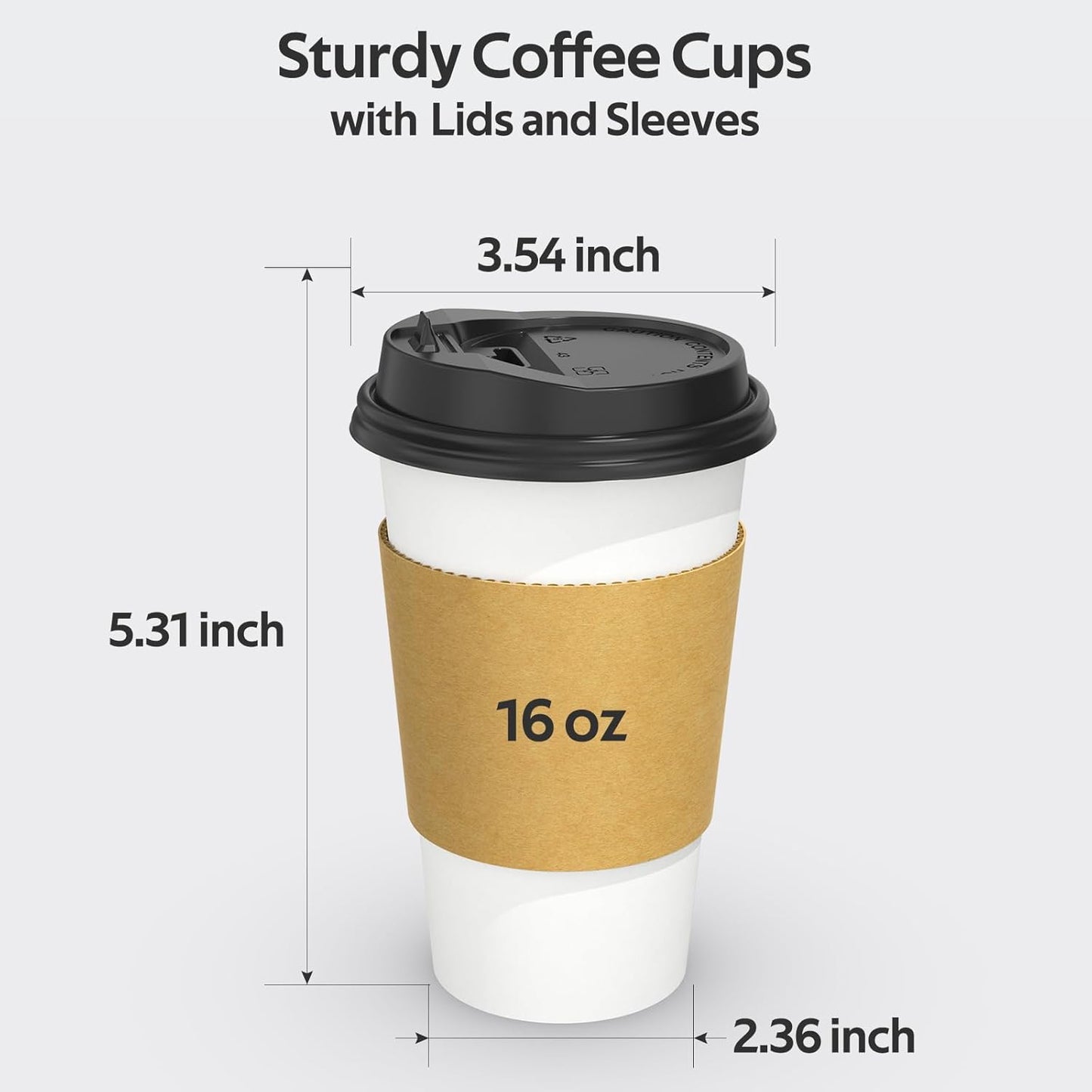 Disposable Coffee Cups with Lids and Sleeves 100 Pack