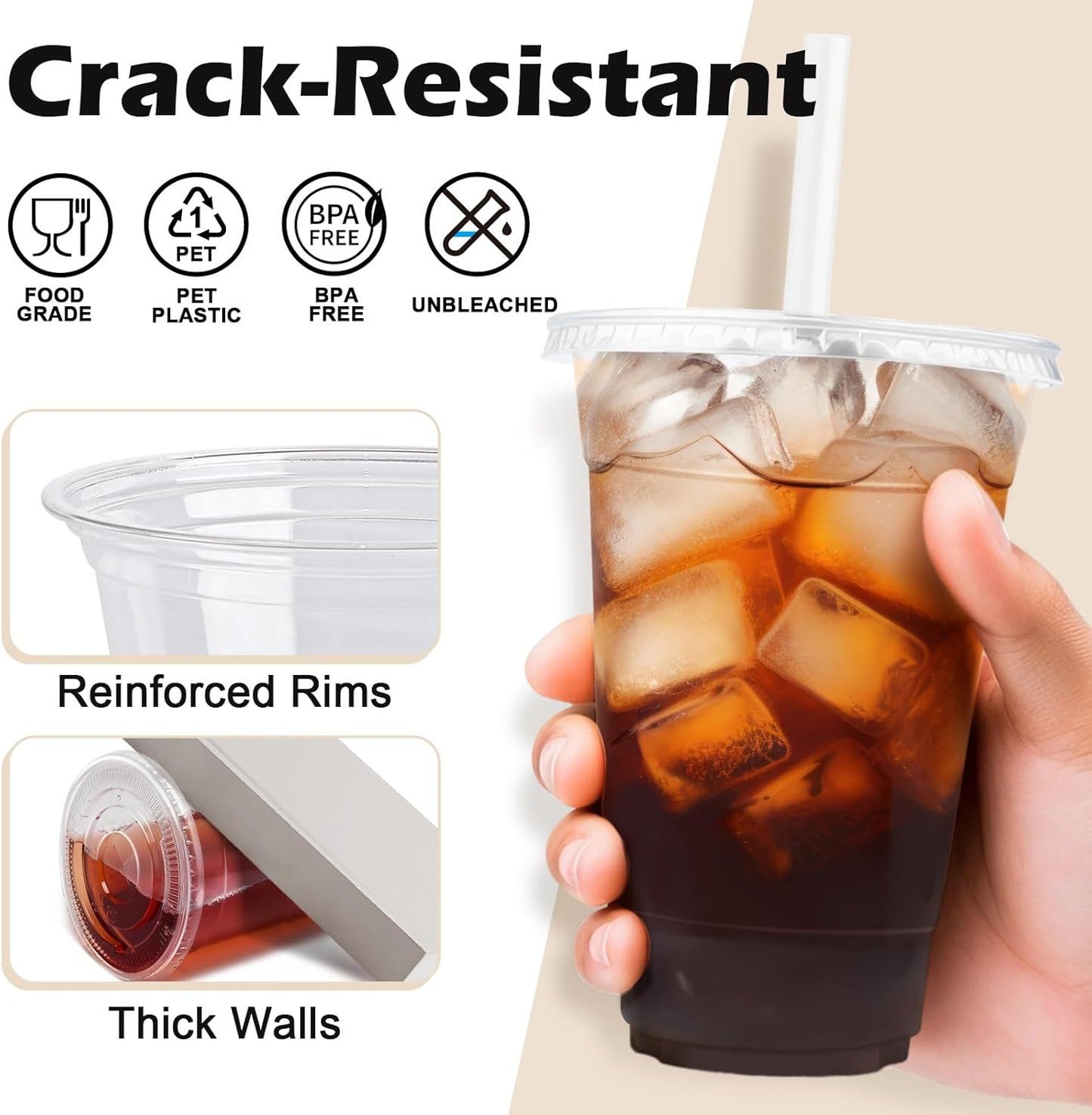 Plastic Cups with Lids and Straws 100 Pack
