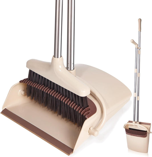 Broom and Dustpan Set with Long Handle