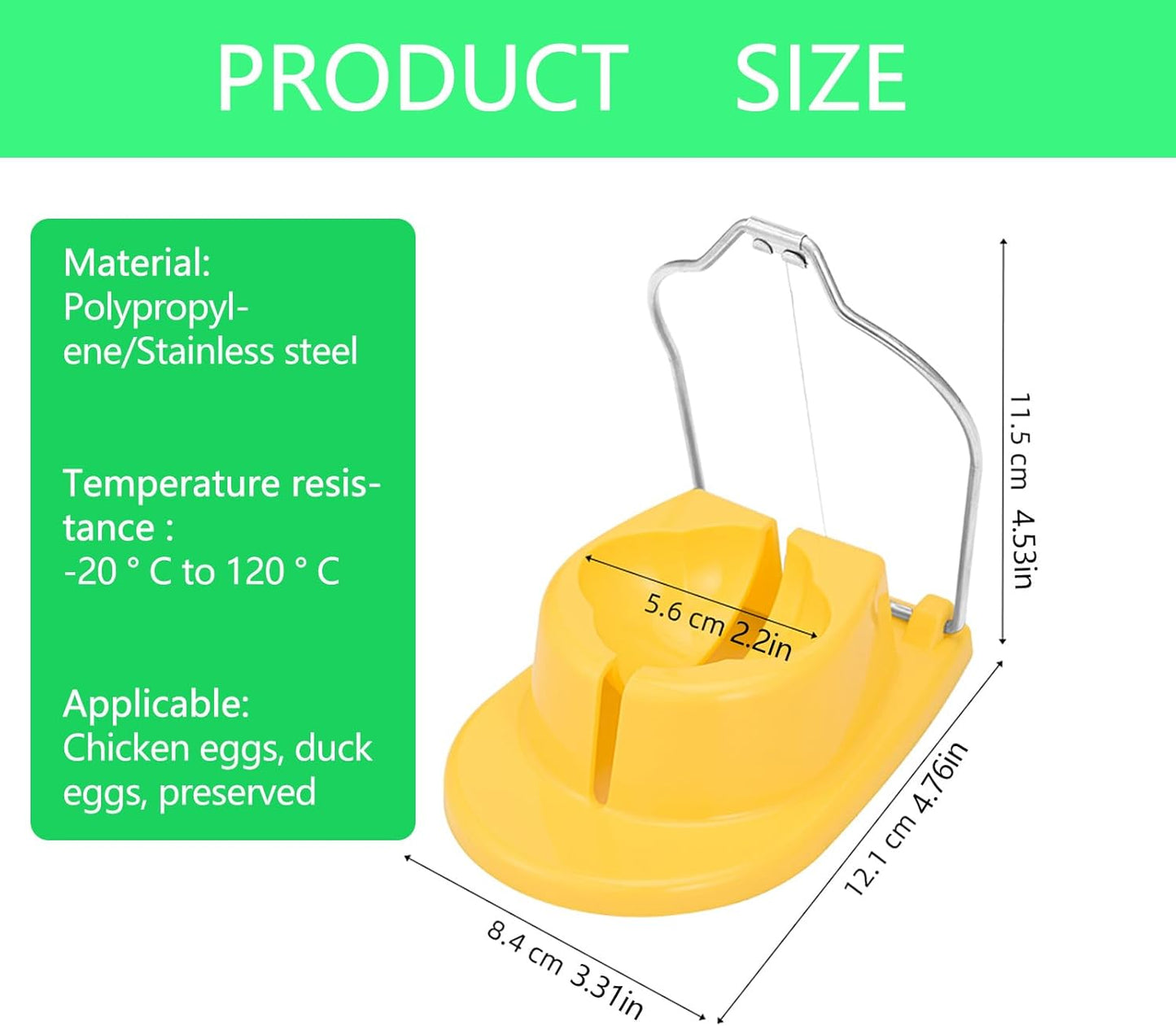 Egg Slicer, Semi-Round Curved Yellow Egg Cutter for Hard Boiled Eggs