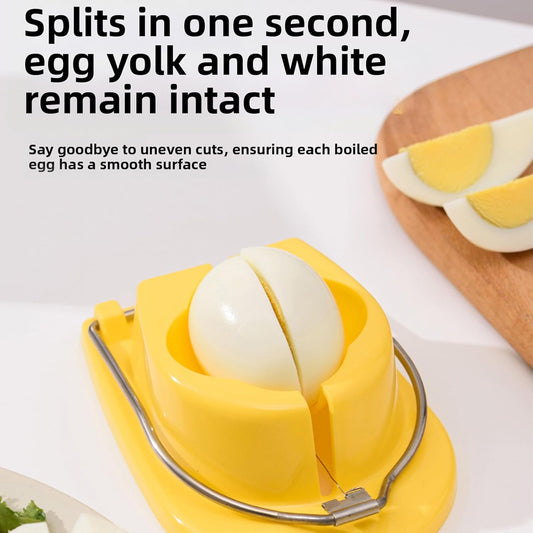 Egg Slicer, Semi-Round Curved Yellow Egg Cutter for Hard Boiled Eggs