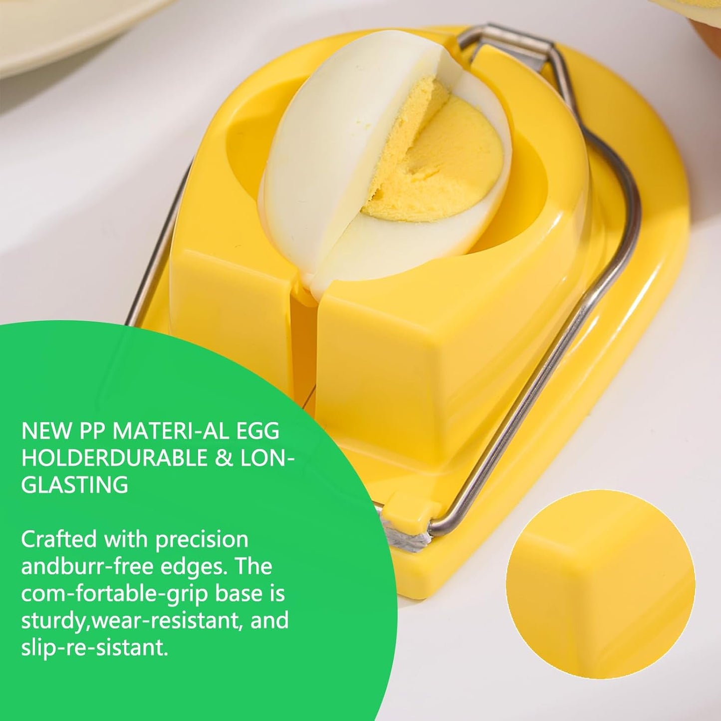 Egg Slicer, Semi-Round Curved Yellow Egg Cutter for Hard Boiled Eggs